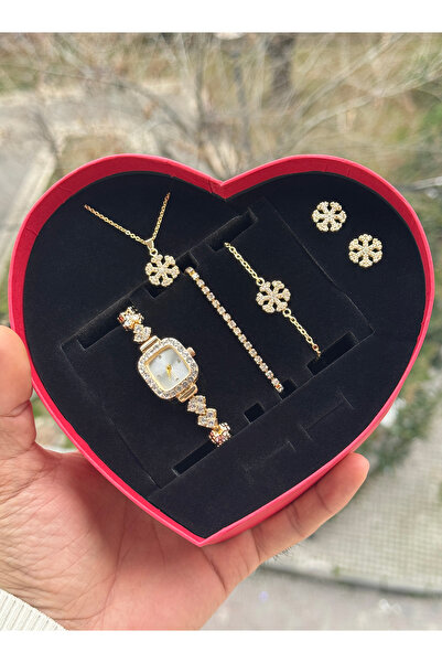 Tulpar Women's Wristwatch in Special Design Heart Box (Necklace-Earrings-Brac...