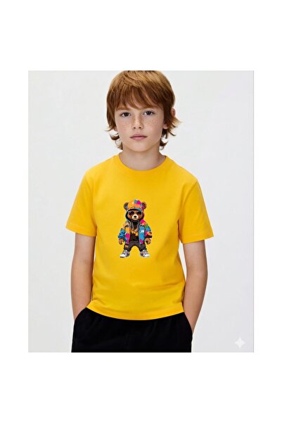 playwear Πολύχρωμα παιδικά μπλουζάκια unisex με στάμπα Bear Coat, 100% βαμβακ...