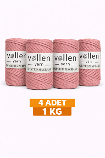 vollen yarn 1 kg, Pachet de 4 bucăți, Sfoară de macrame din bumbac premium cu...