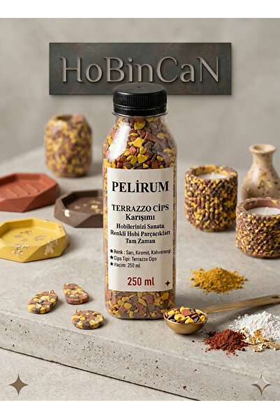 Pelirum Terrazzo Cips Karışımı 250 ML - Sarı, Kiremit, Kahverengi Hobi Harcı ...