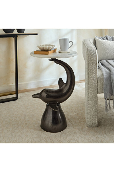 Home Box Dolphine Geniune Marble Accent Table