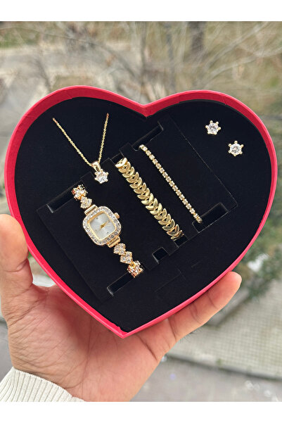 Tulpar Women's Wristwatch in Special Design Heart Box (Necklace-Earrings-Brac...