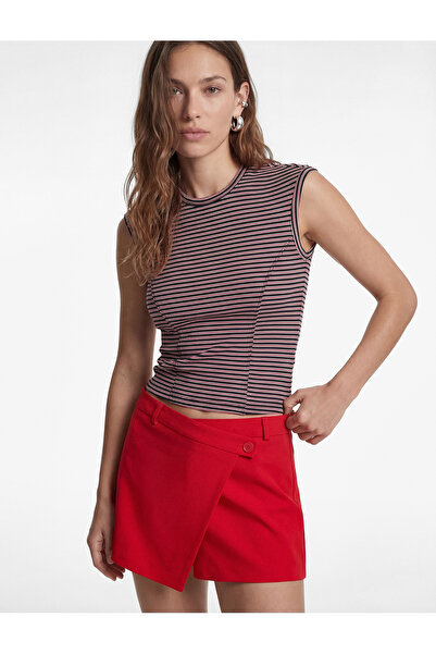 Koton Pamuklu Slim Fit Bisiklet Yaka Çizgili Kolsuz Body