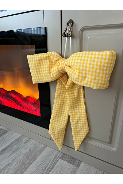 ToffyStore Yellow Checked Fiber Filled Bow