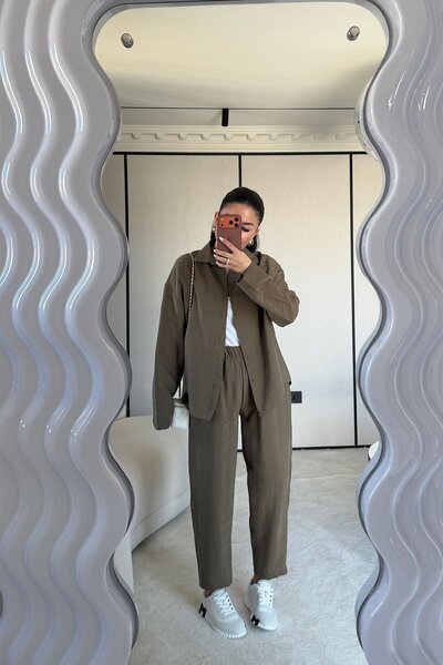 Yıkamalı Gömlek Pantolon Takım