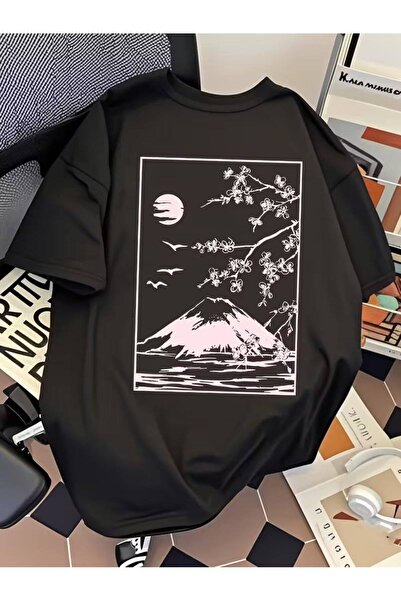 CLASSY.MODA Μαύρο Unisex Oversize T-shirt με στάμπα, Ανδρικό Γυναικείο, Άνετη...