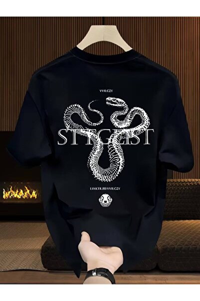 CLASSY.MODA Μαύρο Unisex Oversize T-shirt με στάμπα, Ανδρικό Γυναικείο, Άνετη...