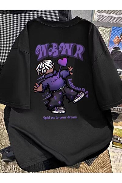 CLASSY.MODA Μαύρο Unisex Oversize T-shirt με στάμπα, Ανδρικό Γυναικείο, Άνετη...