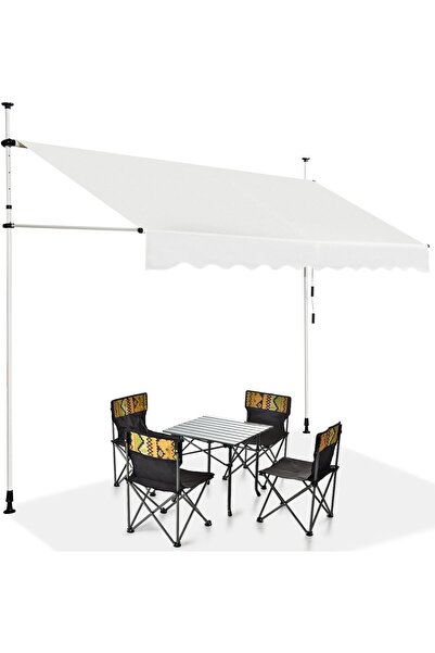 COSTWAY Parasolar pentru balcon, înălțime reglabilă, cadru telescopic fără gă...