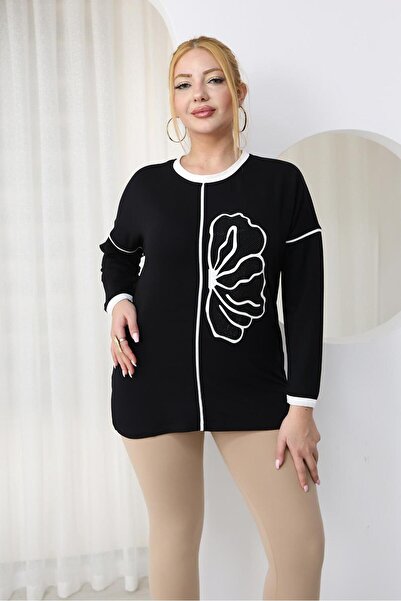 Siyezen Plus Size Modal Fabric Blouse with Stripe Detail