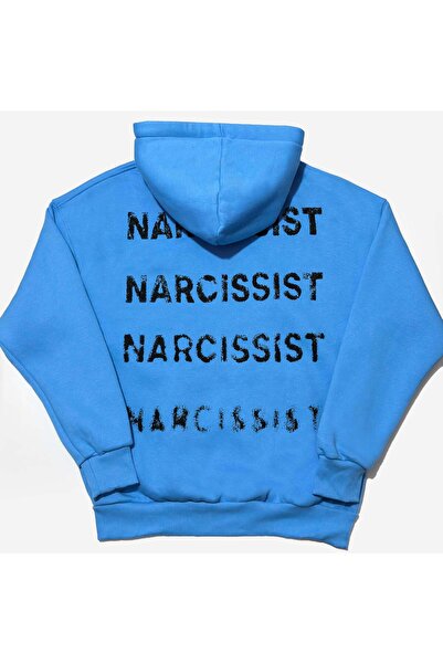 vulgariromania Men's Oversized Blue Sweatshirt – Narcissist Print Streetwear ...