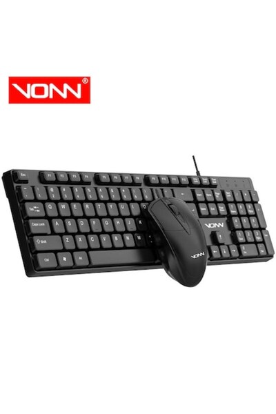 VONN Wired Keyboard and Mouse Kit, Ergonomic, for Office, Black
