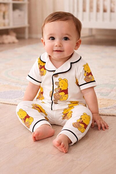 BEBEXO KIDS Unisex Bebek Winnie The Pooh Yazlık Pijama Takımı %100 Pamuk |6-2...
