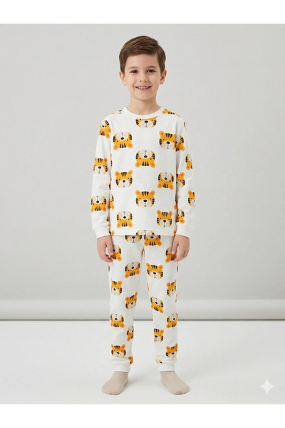 Ruki Çocuk Yumuşak Dokulu Pamuklu Figür Baskılı Ev Giyimi / Pijama Seti (Konf...