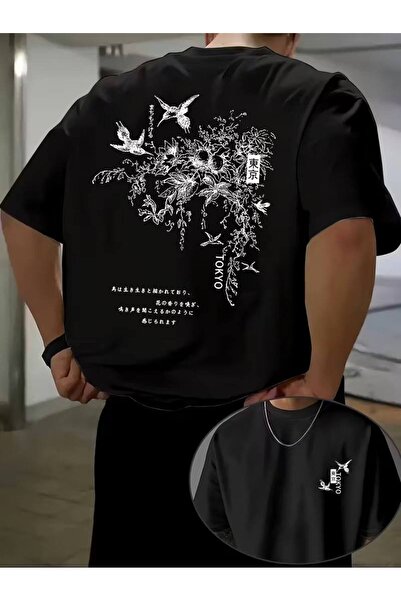 CLASSY.MODA Μαύρο Unisex Oversize T-shirt με στάμπα, Ανδρικό Γυναικείο, Άνετη...