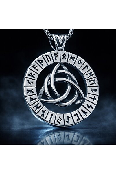 voyageaccessory Stainless Steel Viking Rune Pendant Triquetra Symbol Silver C...