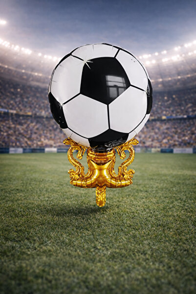 Baloncu Nene Soccer Ball Foil Balloon with Gold Stand Party Decoration Birthd...