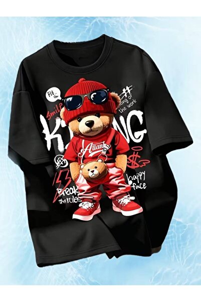 CLASSY.MODA Μαύρο Unisex Oversize T-shirt με στάμπα, Ανδρικό Γυναικείο, Άνετη...