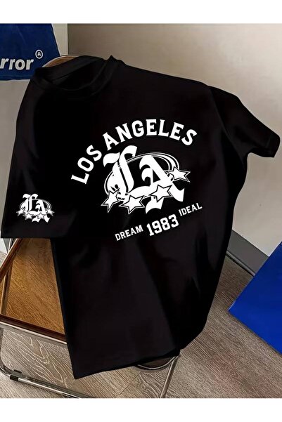 CLASSY.MODA Μαύρο Unisex Oversize T-shirt με στάμπα, Ανδρικό Γυναικείο, Άνετη...