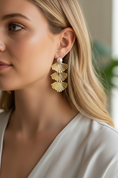 LYRA Bags & Accessories Lyra Women's Earrings Shell Pearl Detail Multi-Layere...