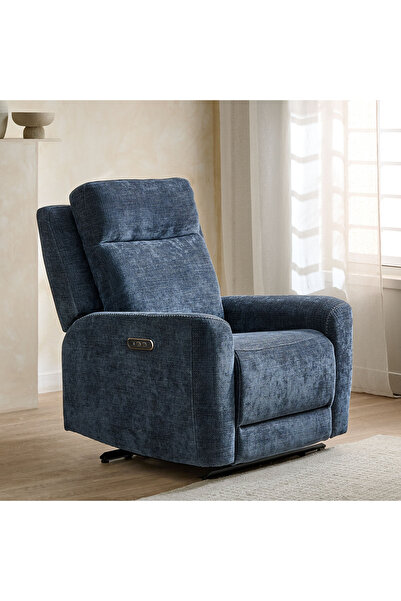 Home Box Branco Electric Power Armchair Fabric Recliner - Blue