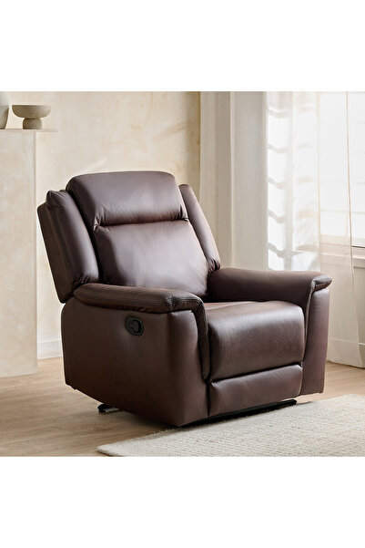 Home Box كرسي بذراعين من برونزويك مصنوع من الجلد والقماش مع خاصية الاستلقاء -...