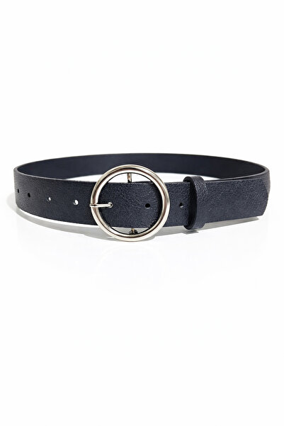 kemer krallığı Women's Black Ring Buckle Belt Silver Buckle Jacket Belt Jeans...