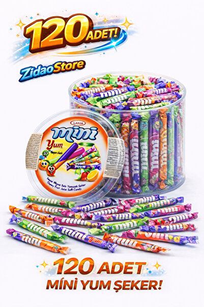 Emrah Gültekin 120 Adet Miniyum Şeker Meyveli Yumuşak Şeker Karışık Mini Yum ...