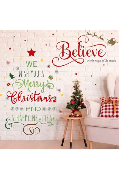 Al Raied ARS® Christmas Decal Stickers New Year Happy Christmas Believe Quote...