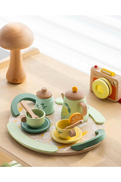 ETERNAL SUNSHINE 14 Parçalı Ahşap Vintage Çay ve Sunum Seti