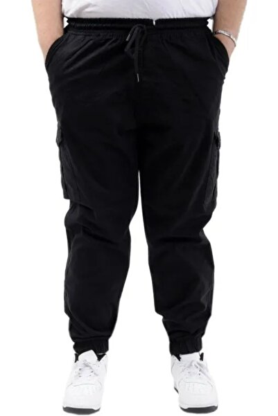 cusseli Big Size Men's Linen Cargo Jogger Valencia 21911 Black