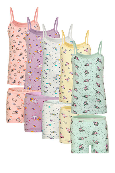 tatlıcottonkids SET DE 5 PIESE DE BOXERĂ CU MODEL PENTRU FETE (BUMBAC)