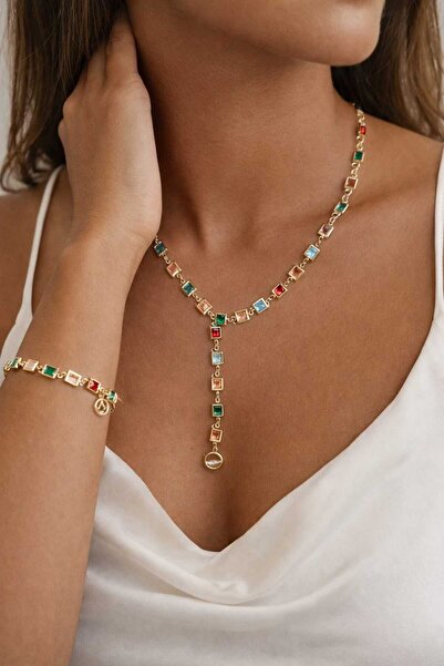 Feyz Tasarım Feyz Aurora Colorful Stone Necklace Bracelet Set