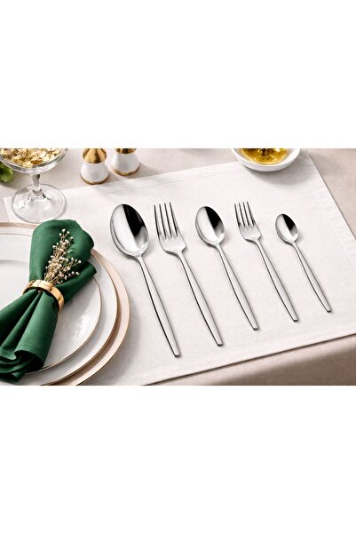 Schon Dinner Fork Spoon Dessert Fork Spoon Silver Stainless Steel Dinnerware ...