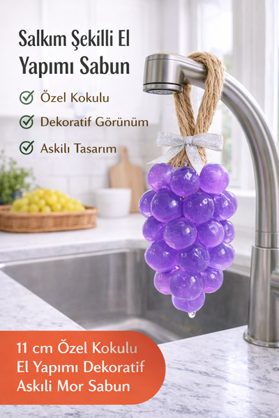 KEA Salkım Sabun Mor 11 cm El Yapımı Üzüm Sabun Dekoratif Özel Kokulu Askılı ...