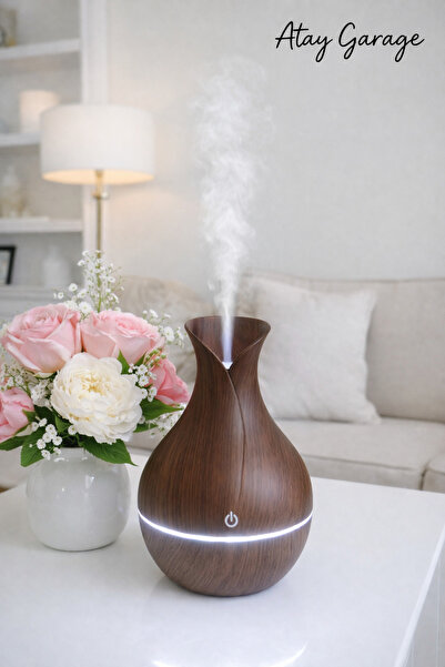 Atay Garage Ahşap Tasarımlı Ultrasonik Aroma Difüzörü – LED Işıklı Hava Nemle...