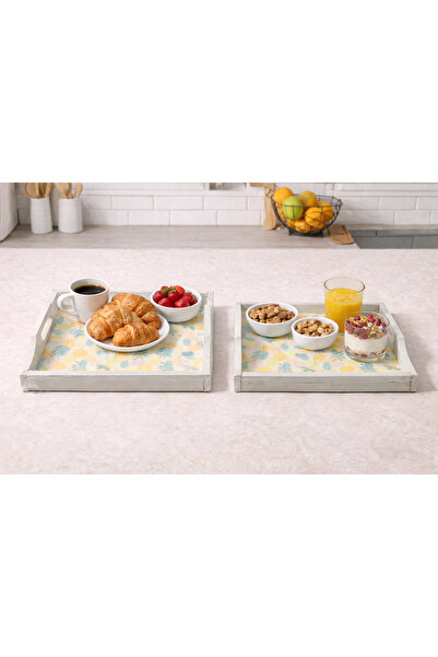 mythos 2-Piece Wooden Tray Dusty Matte Blue 36X24 / 32X22