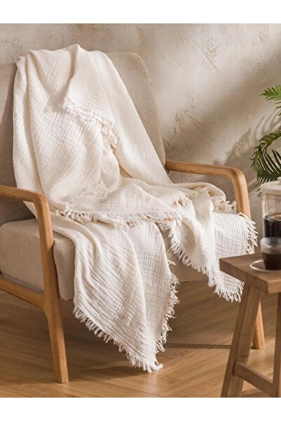 LC Waikiki Tasseled Muslin Tv Blanket 130X170 cm (S6)
