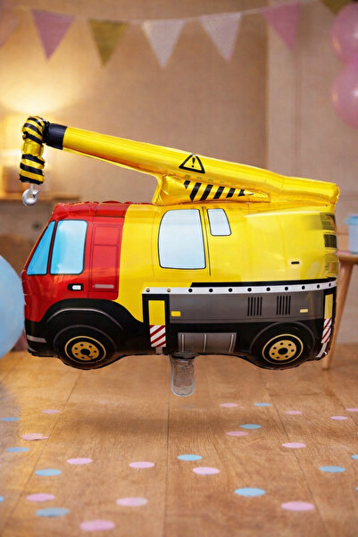 Baloncu Dede Crane Truck Foil Balloon 54 cm Construction Vehicle Themed Birth...
