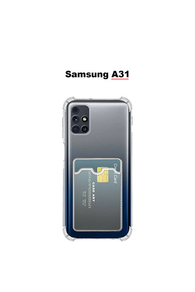 bewn Samsung A31 Compatible Card Holder Wallet Transparent Edge Protected Cor...