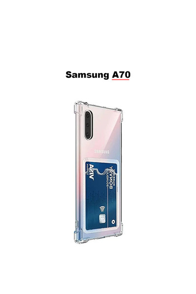bewn Samsung A70 Compatible Card Holder Wallet Transparent Edge Protected Cor...