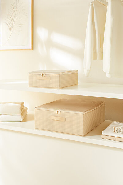 Homewave 2 τεμάχια Μπεζ Σετ Οργανωτή Βαλίτσας με Κάτω Βάση και Υποστηριζόμενο...