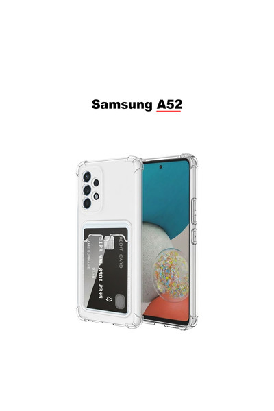 bewn Samsung A52 Compatible Card Holder Wallet Transparent Edge Protected Cor...