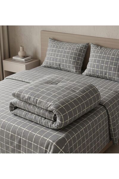 Cotivo Set de husă de pilotă dublă, 100% bumbac, cu textură moale și model mo...