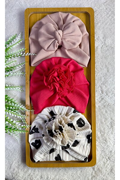 Bandana Sepetim Organik Pamuklu Büyüyebilen Full Esnek Kız Bebek Bone 0-2 Yaş