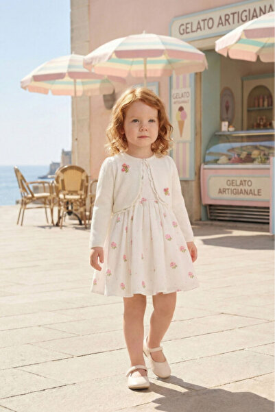 Pamina Baby Girl Evening Dress Rose Embroidered Puffy Dress and Jacket Two-Pi...