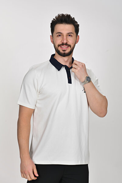 VALERİO MEN Single Man Chest Embroidery Polo Collar T-Shirt