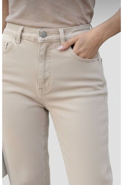 MAY JEAN High Waist Mom Boyfriend Women's Jeans L Comfortable Fit L Denim L Beige