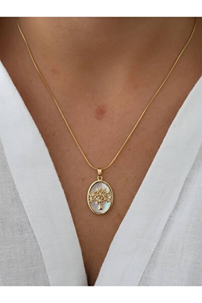 CANMODA Recien Women's Non-Tarnish Steel Gold Color Pearlescent Tree of Life ...