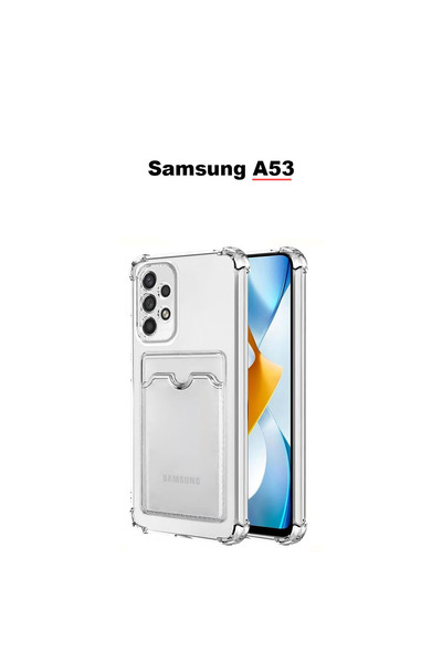 bewn Samsung A53 Compatible Card Holder Wallet Transparent Edge Protected Cor...